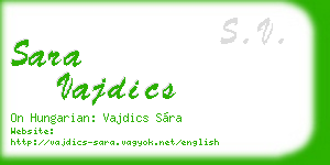 sara vajdics business card