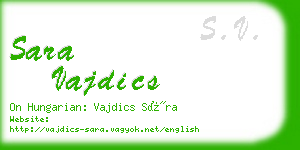 sara vajdics business card